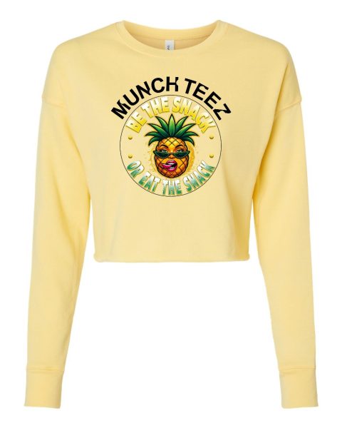 Pineapple Munch Womens Cropped Crewneck Sweatshirt