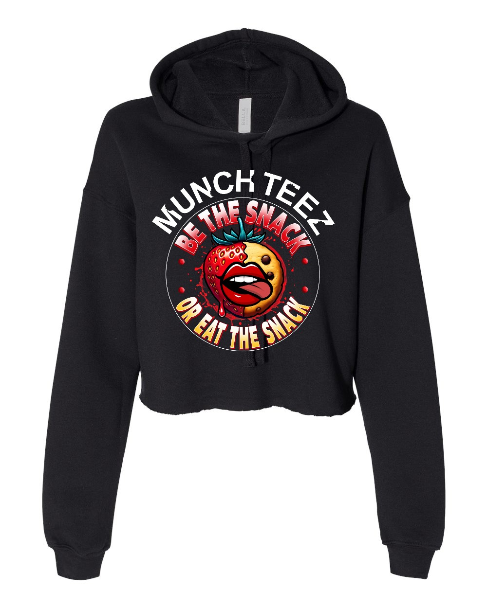 Strawberry Cookie Munch Womens Cropped Fleece Hoodie - Image 2