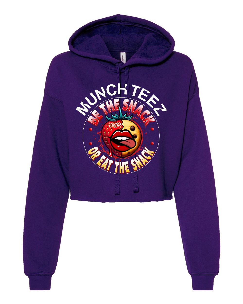 Strawberry Cookie Munch Womens Cropped Fleece Hoodie - Image 3