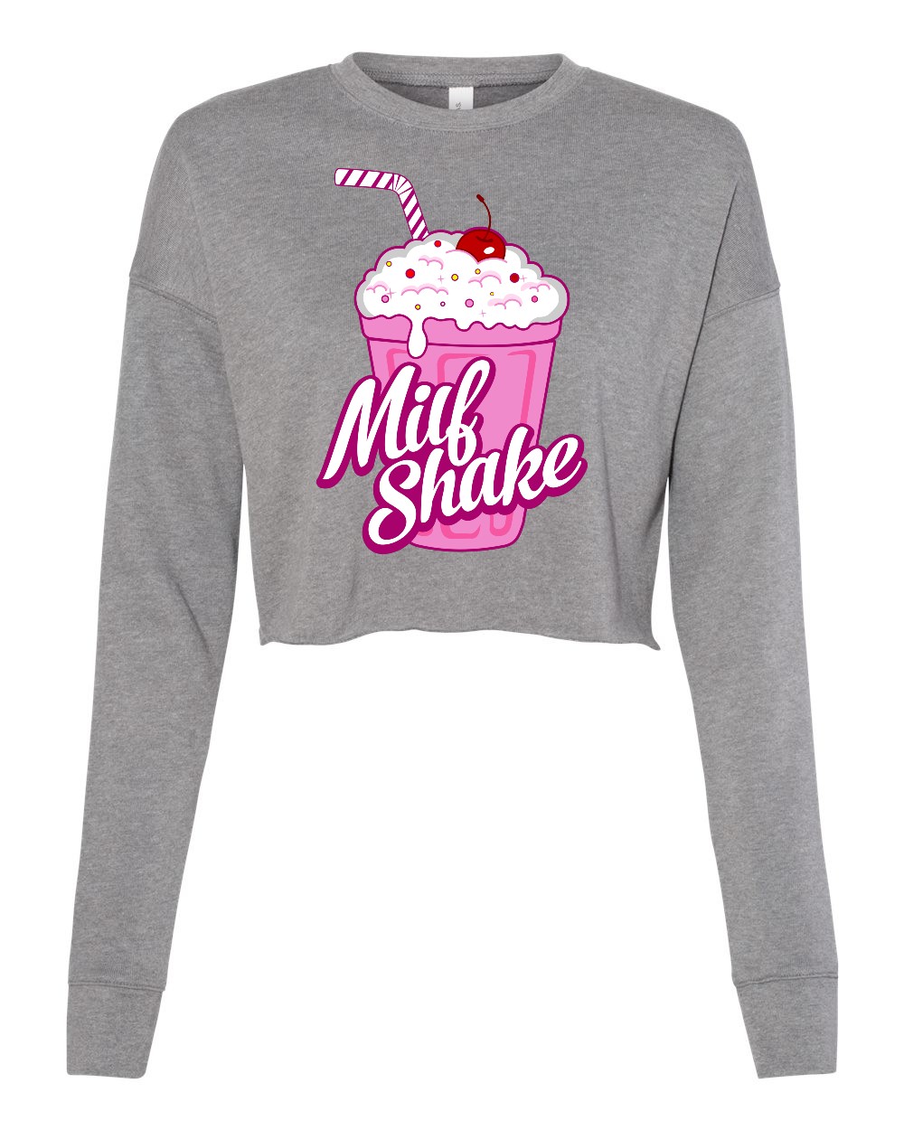 Milf Shake Cropped Crewneck Fleece Sweatshirt - Image 3