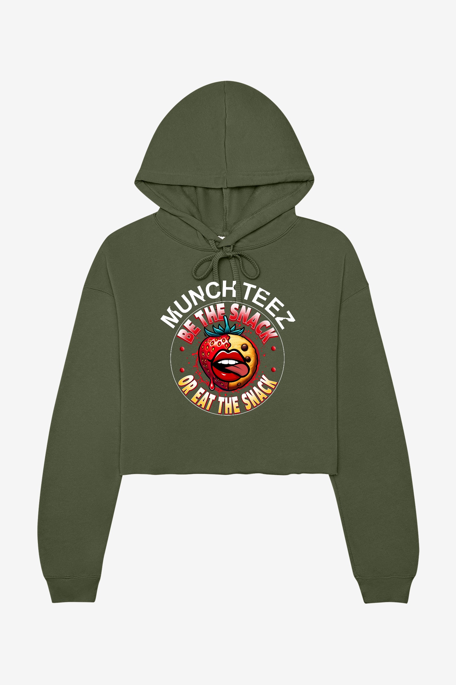 Strawberry Cookie Munch Womens Cropped Fleece Hoodie - Image 9